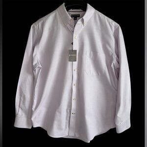 NEW Stafford Button Up Premium Oxford Shirt Mens Sz L 100%Cotton Light Lavender